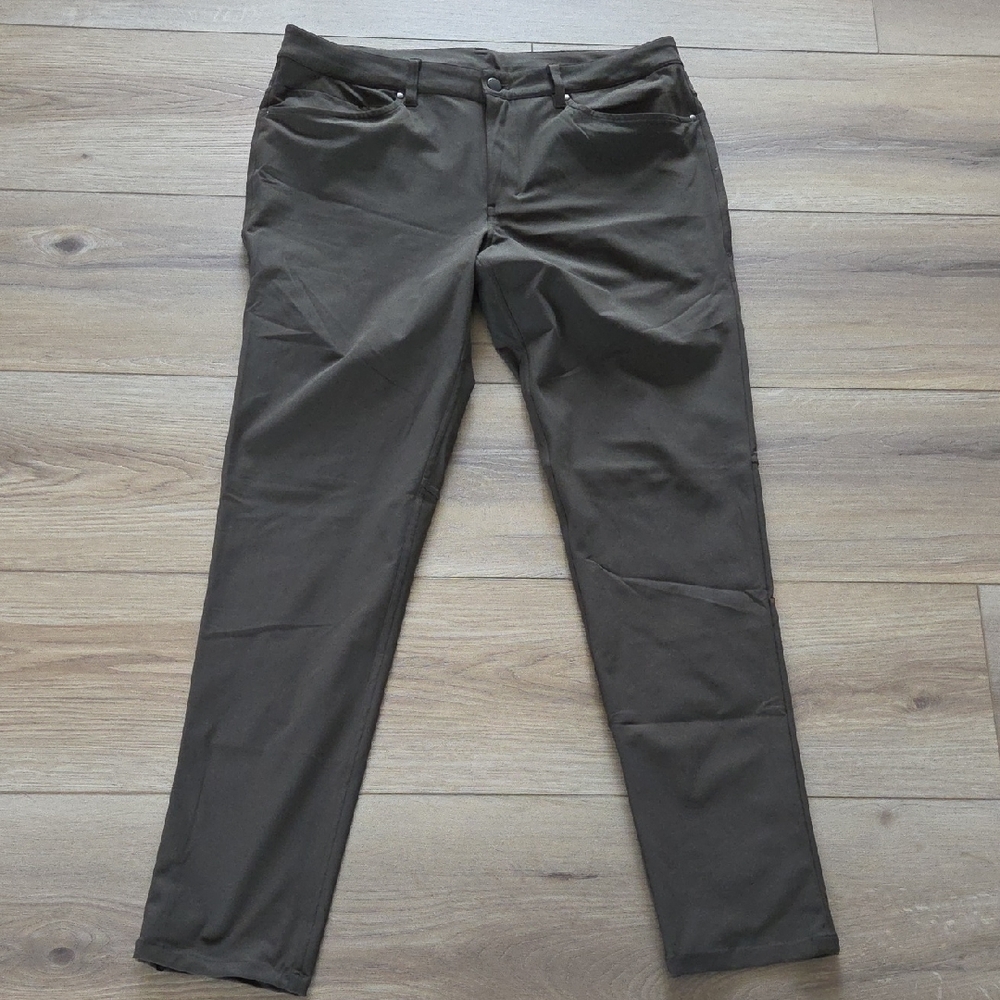 Lululemon ABC Slim Warpstreme 32" Dark Olive Pants 34